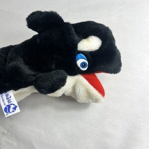 Vtg 1989 Sea World  Shamu Orca Killer Whale Plush Hand Puppet Toy Squeaks